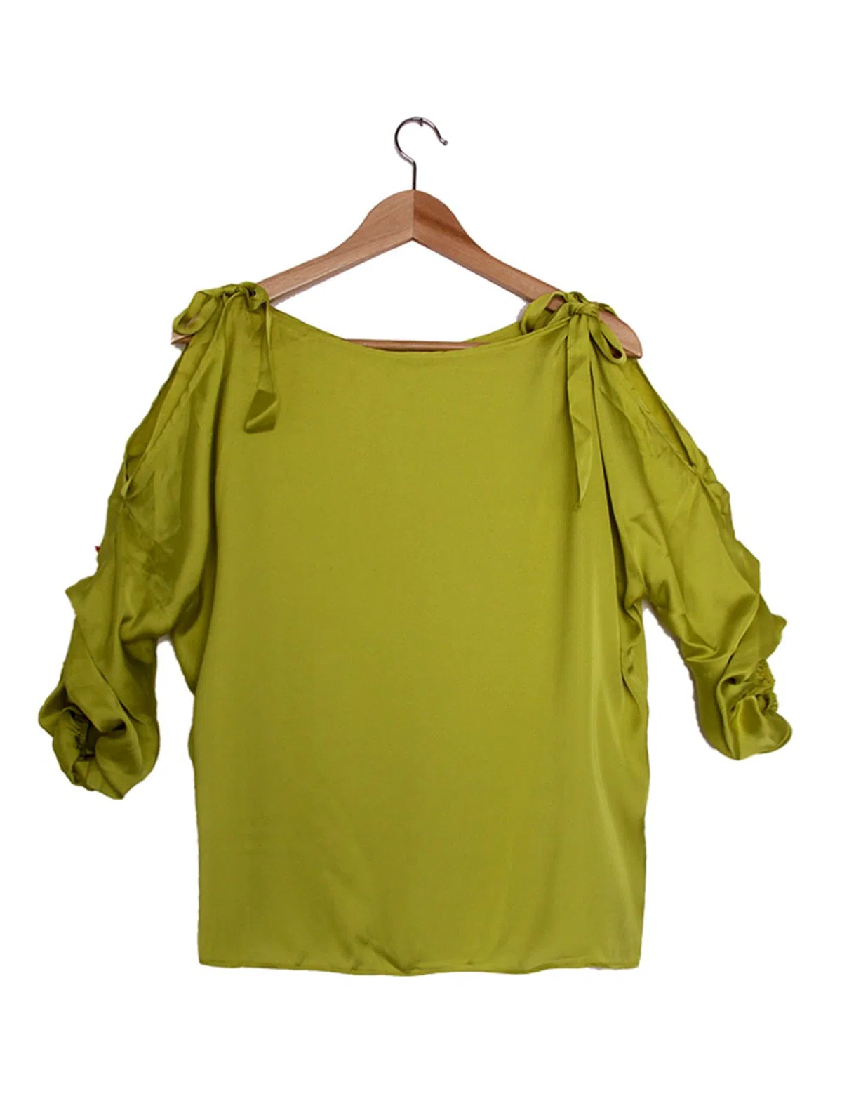 Shoulder Tie Blouse Green