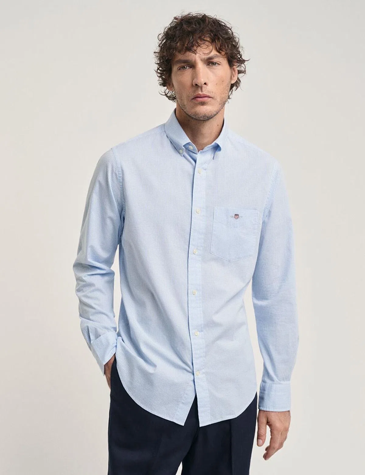 Chemise Regular en Gingham Bleu