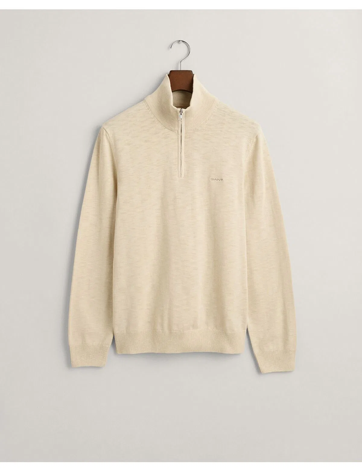 Sweat à Capuche Beige à Demi-Zip