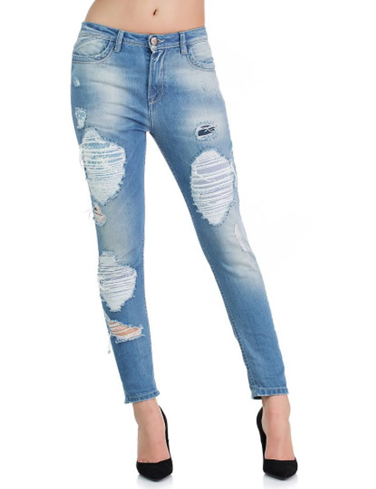 Pantalons Slim en Jean Bleu pour Femme