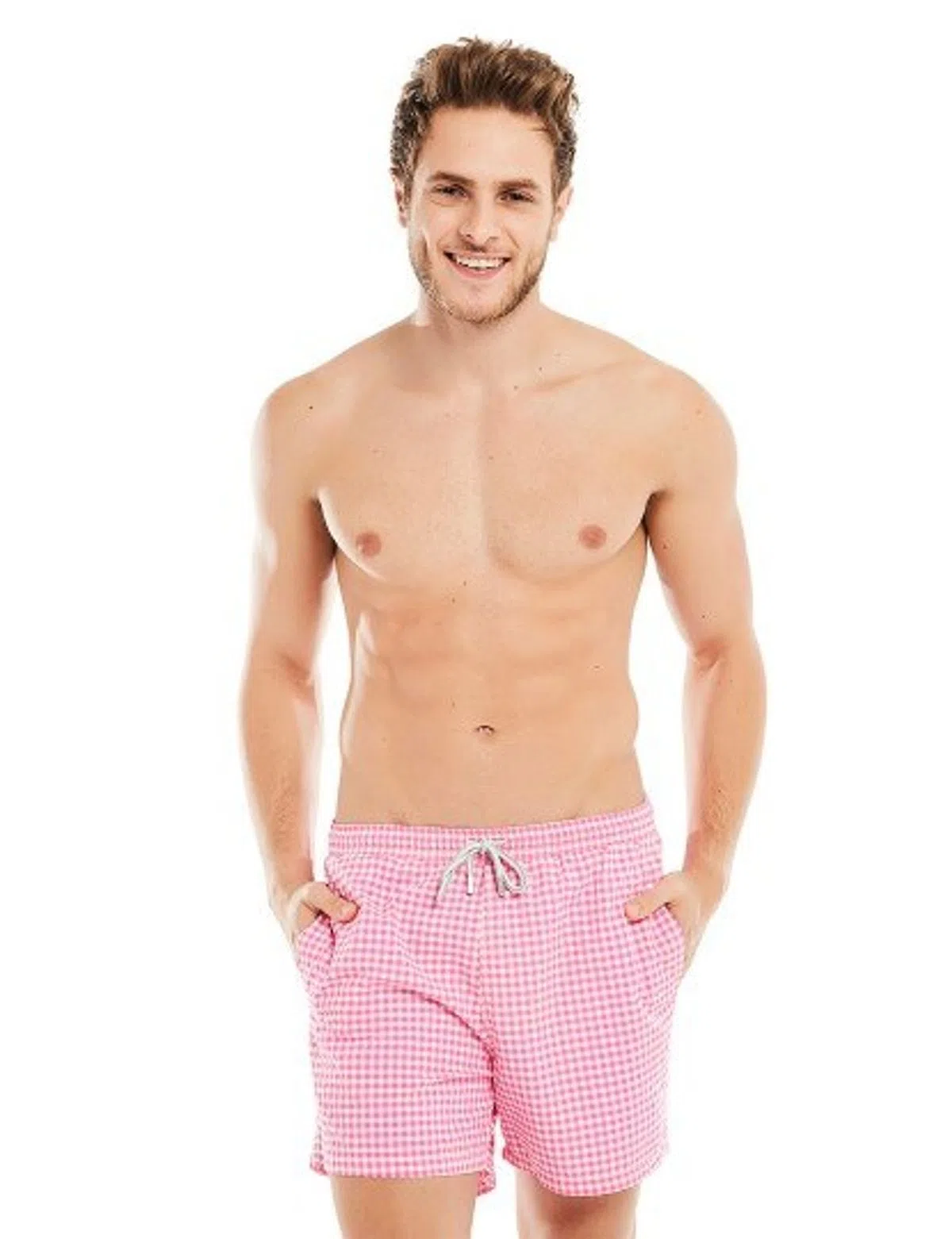 Calções Banho Homem Wresh Rosa e Branco