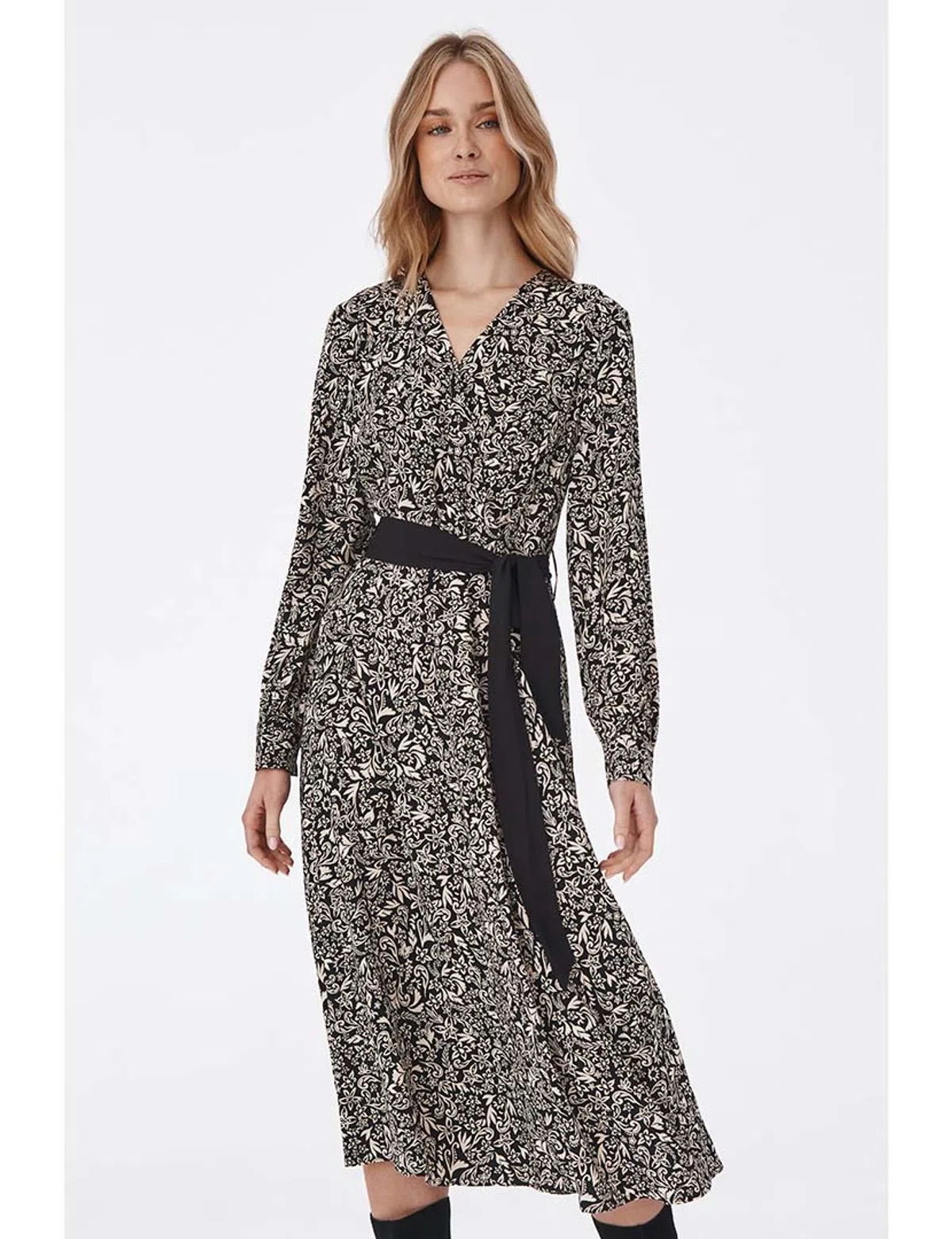 Black Flowing Midi Dress
