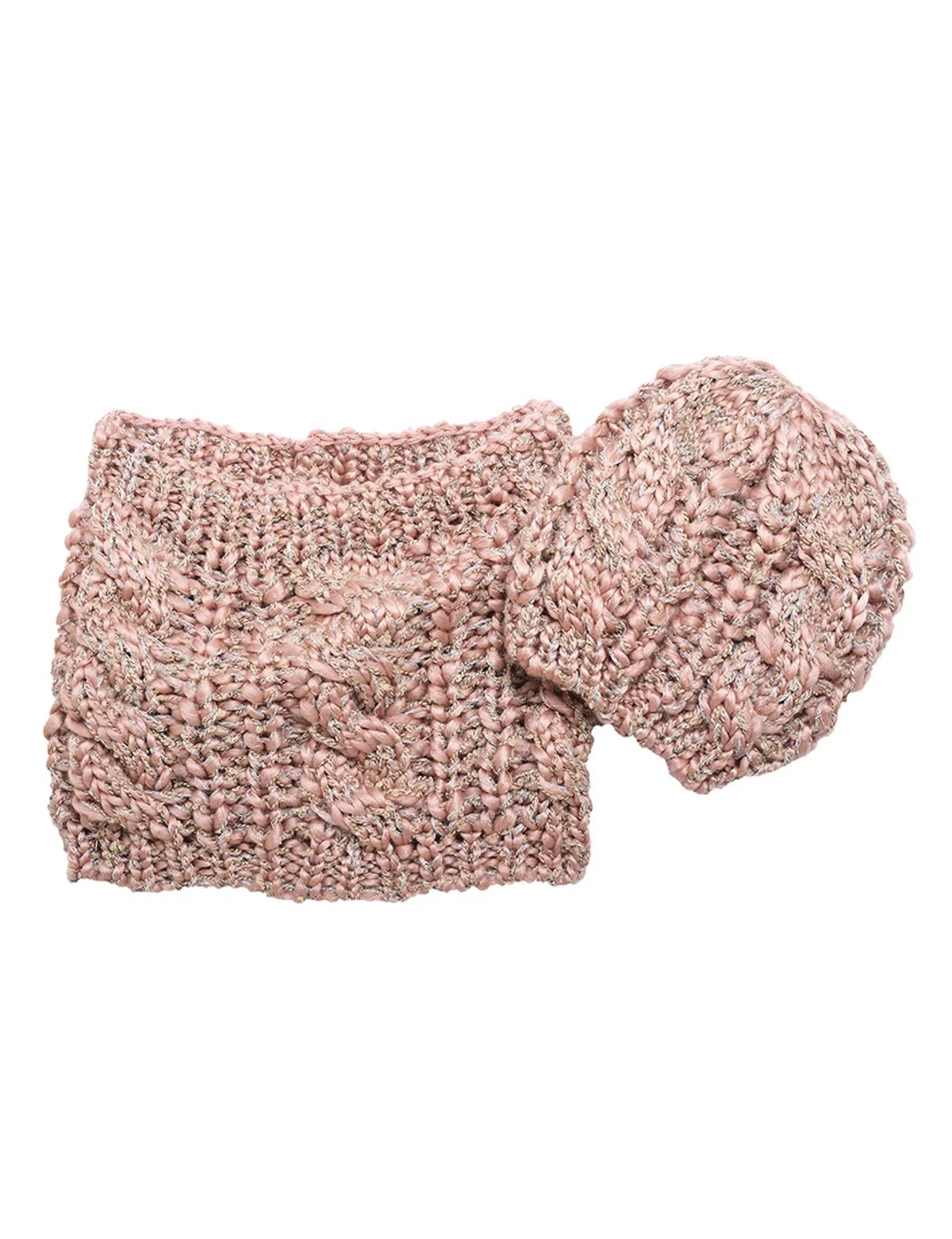 Conjunto Bebé Gorro e Gola Rosa