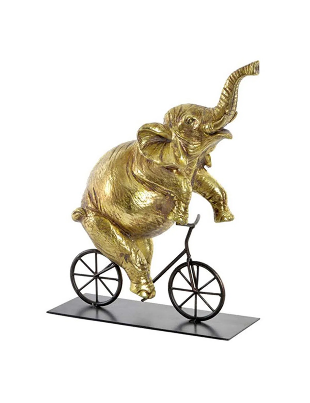 Figura Resina Metal Elefante Dourado