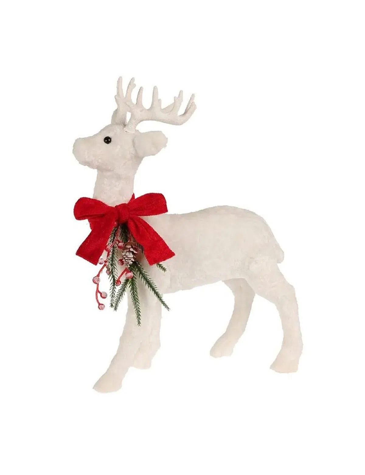 Christmas Decoration - Standing Reindeer with LED Lights and White Fabric 30x30x12cm