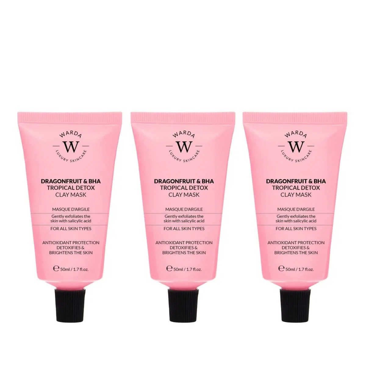 3 Máscaras de Argila Detox Tropical Pitaya e BHA 50ml
