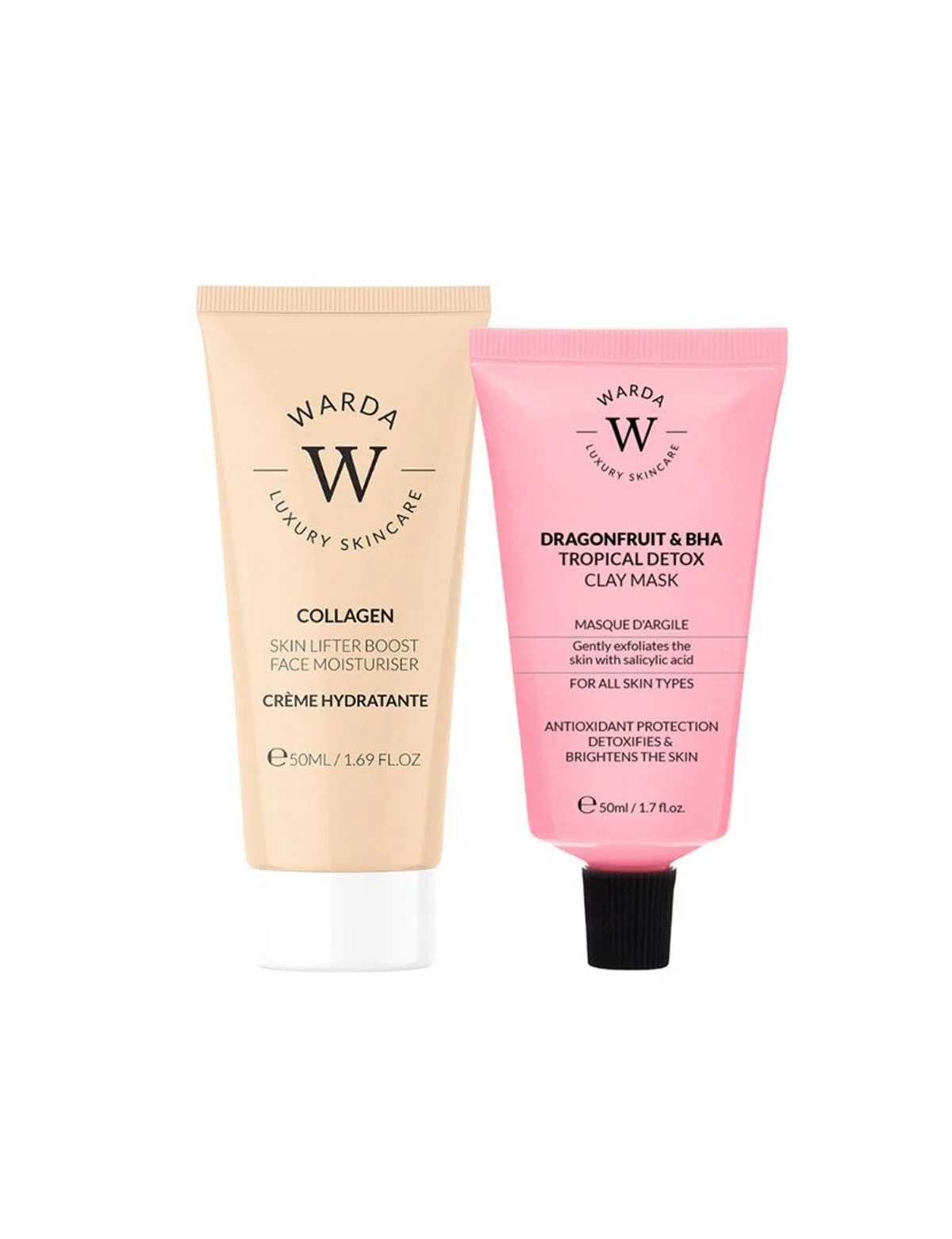 Hidratante Facial Lifting Colágeno 50ml + Máscara de Argila Detox Tropical Pitaya e BHA 50ml