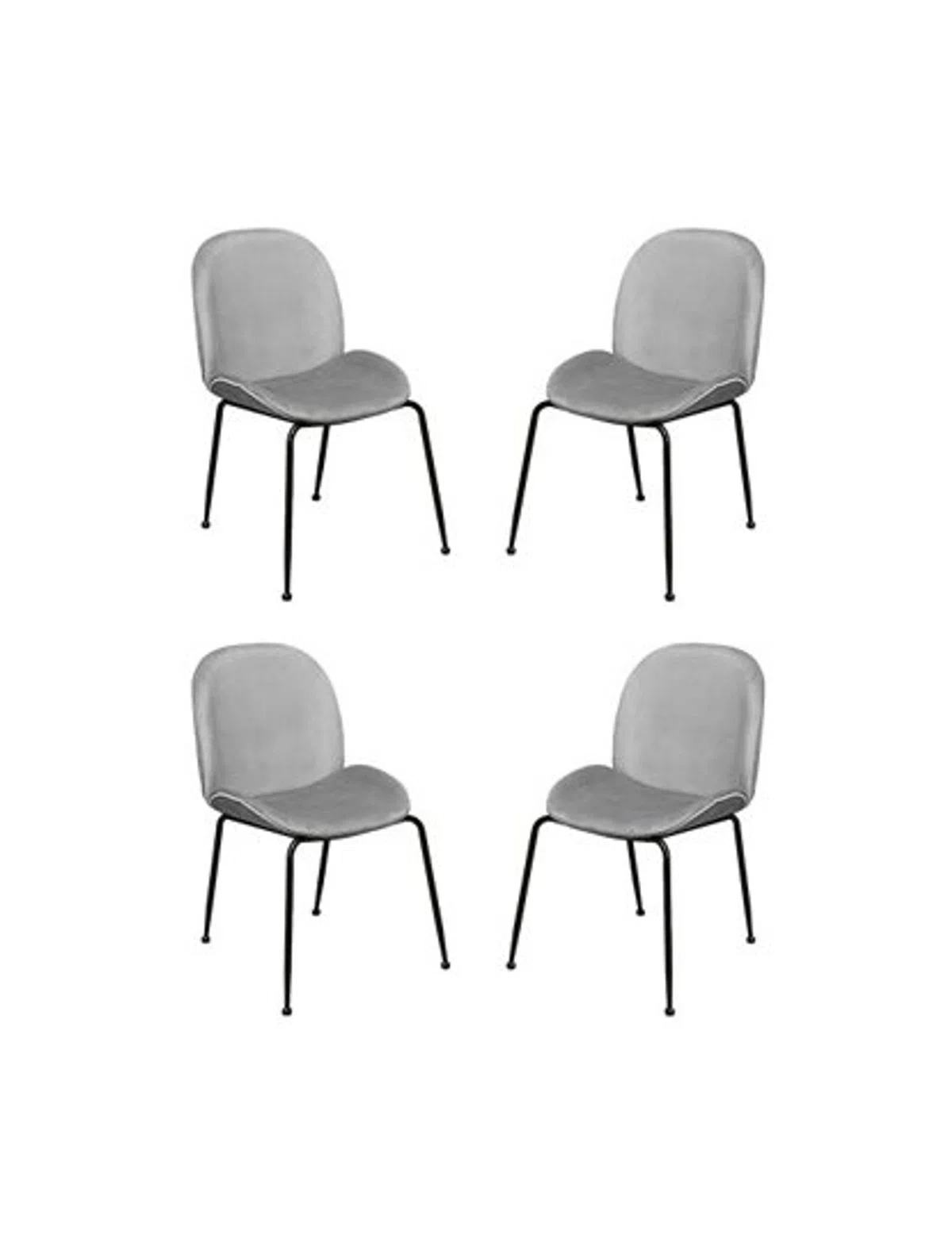 Pack 4 Cadeiras Modern Veludo Metal Cinza Claro
