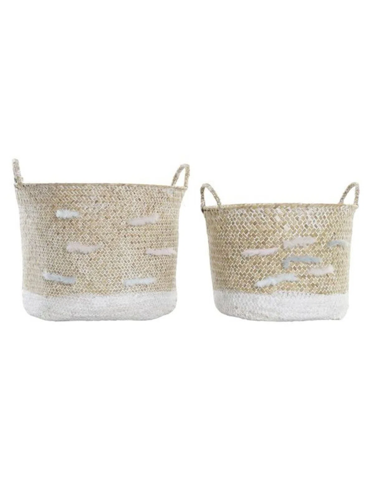 Ensemble de 2 Paniers Beige et Blanc