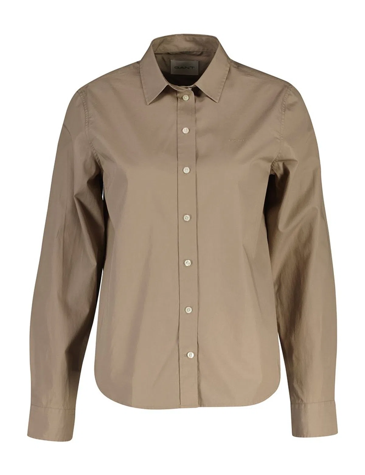 Camisa de popelina clásica corte regular Beige