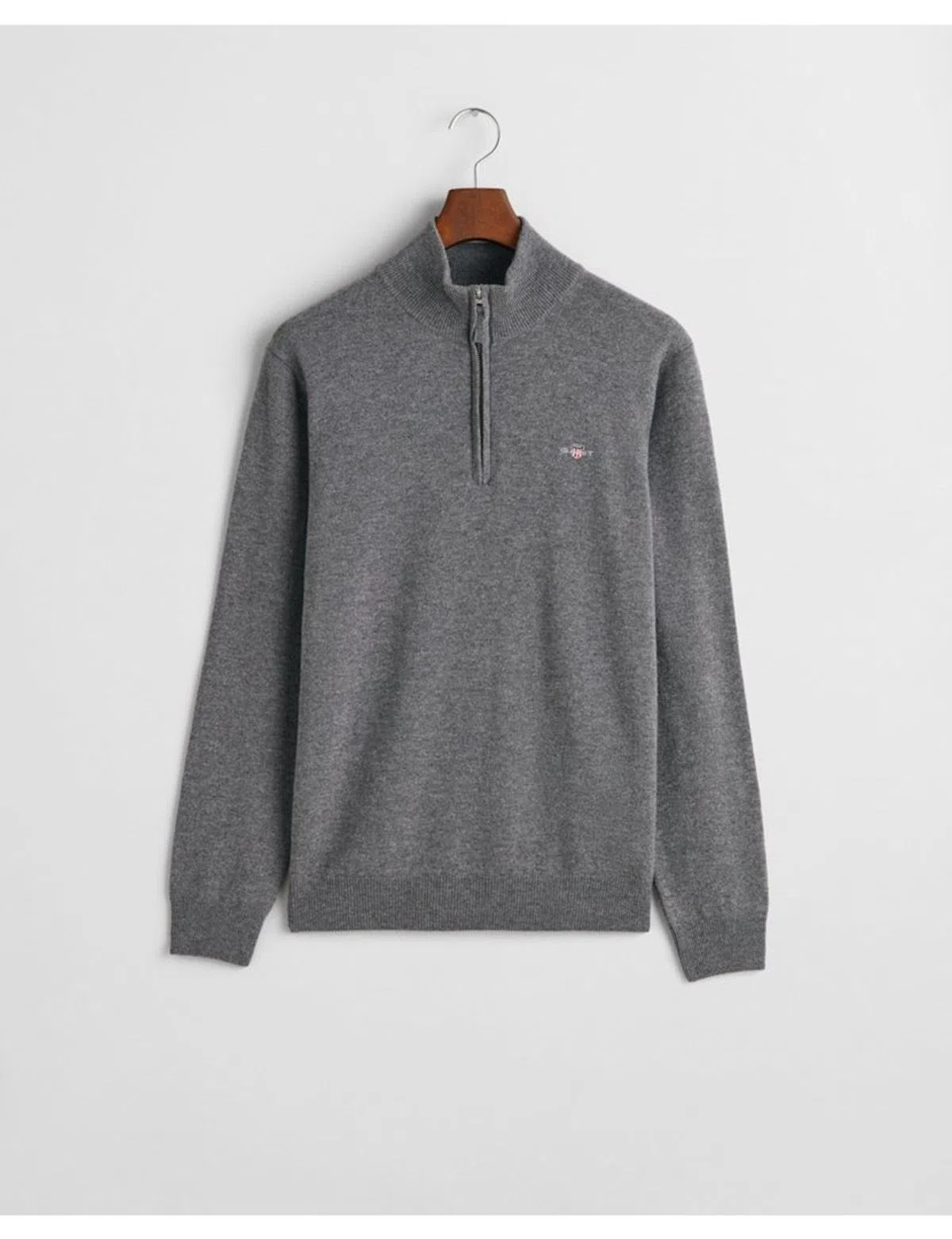 Jersey de Lana Fina con Medio Cierre Gris