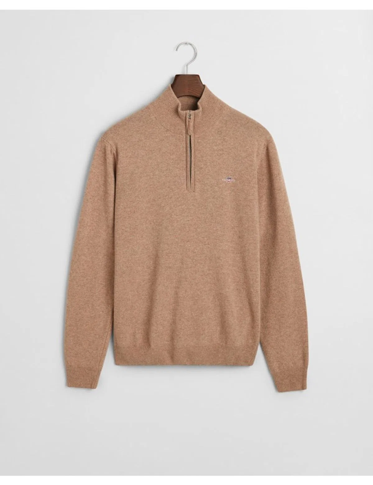 Fine Wool Sweater Half-Zip Beige