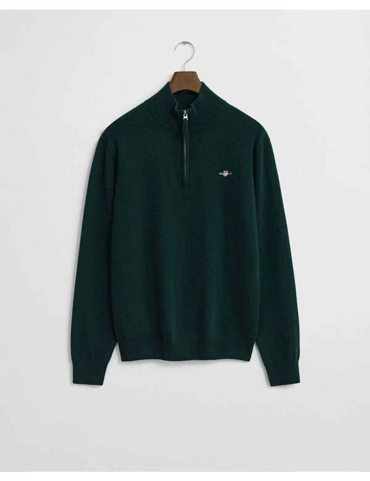 Camisola em lã fina meio fecho Verde