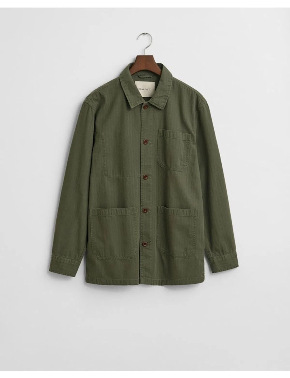 Green Herringbone Overshirt