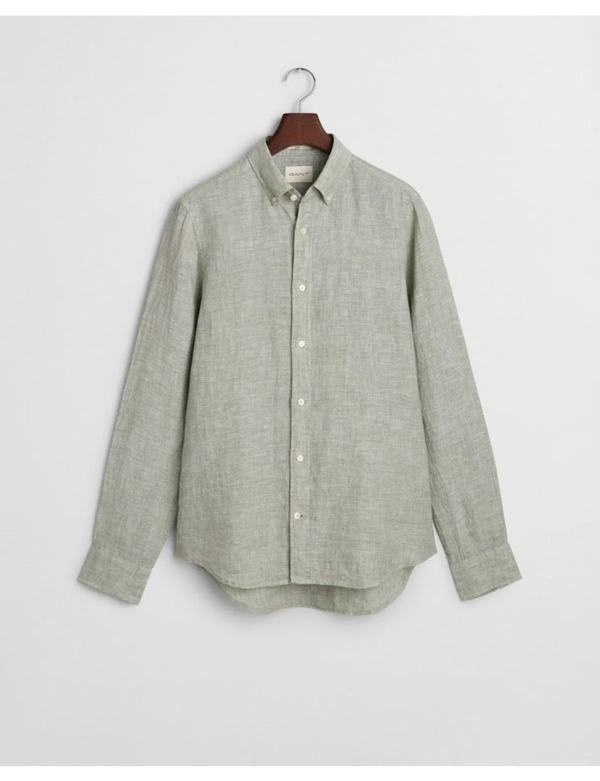Camisa de manga comprida slim linho Verde