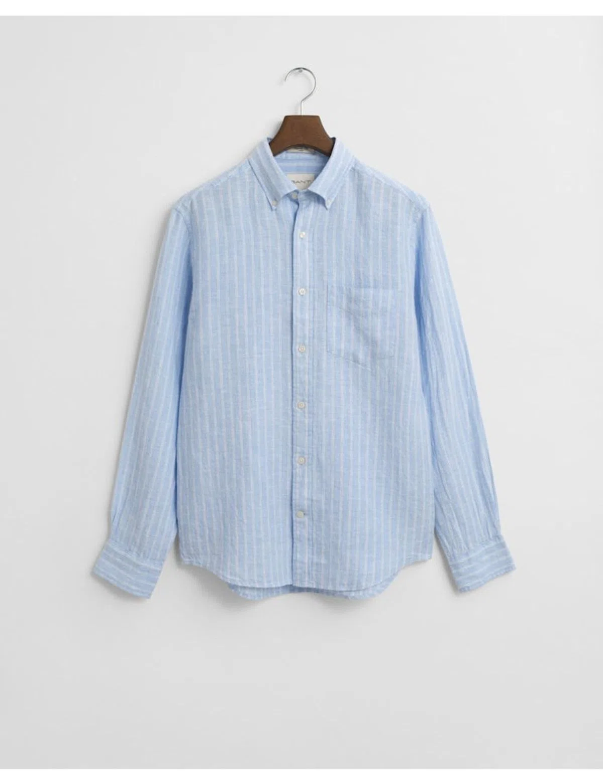 Camisa de manga comprida linho riscas Azul