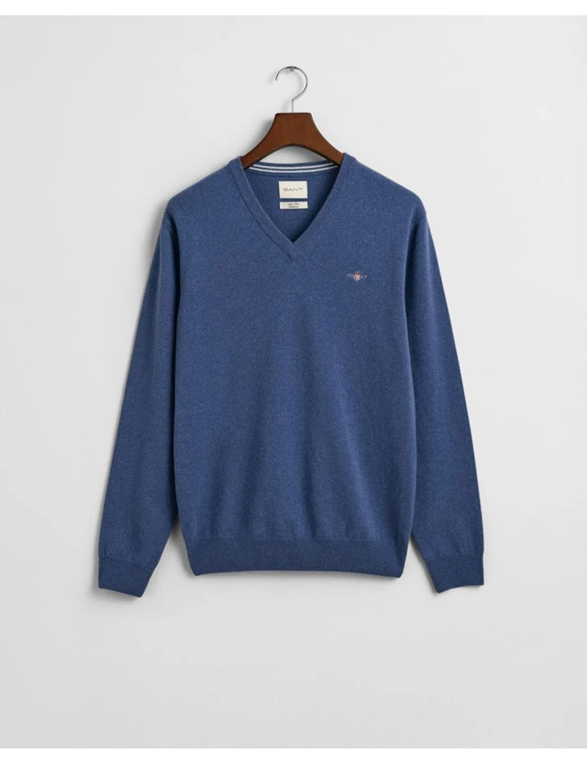 Pullover decote em V lã superfina Azul