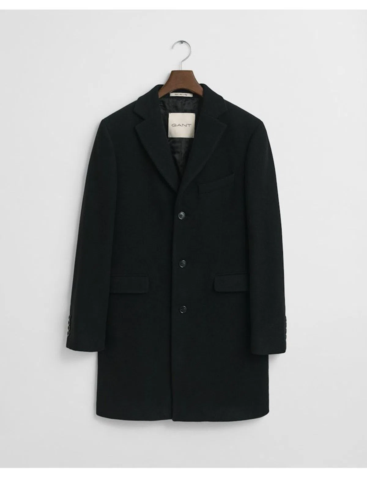 Classic Black Wool Overcoat