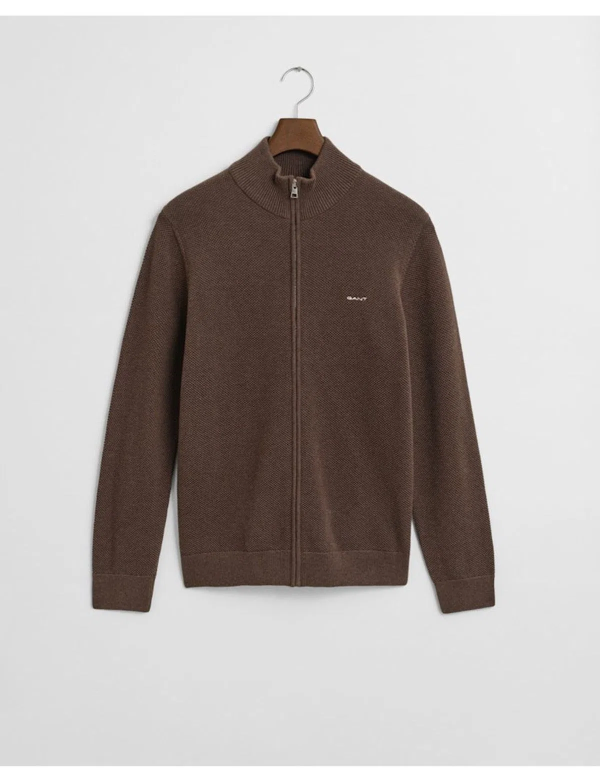 Cardigan de malha com fecho Castanho