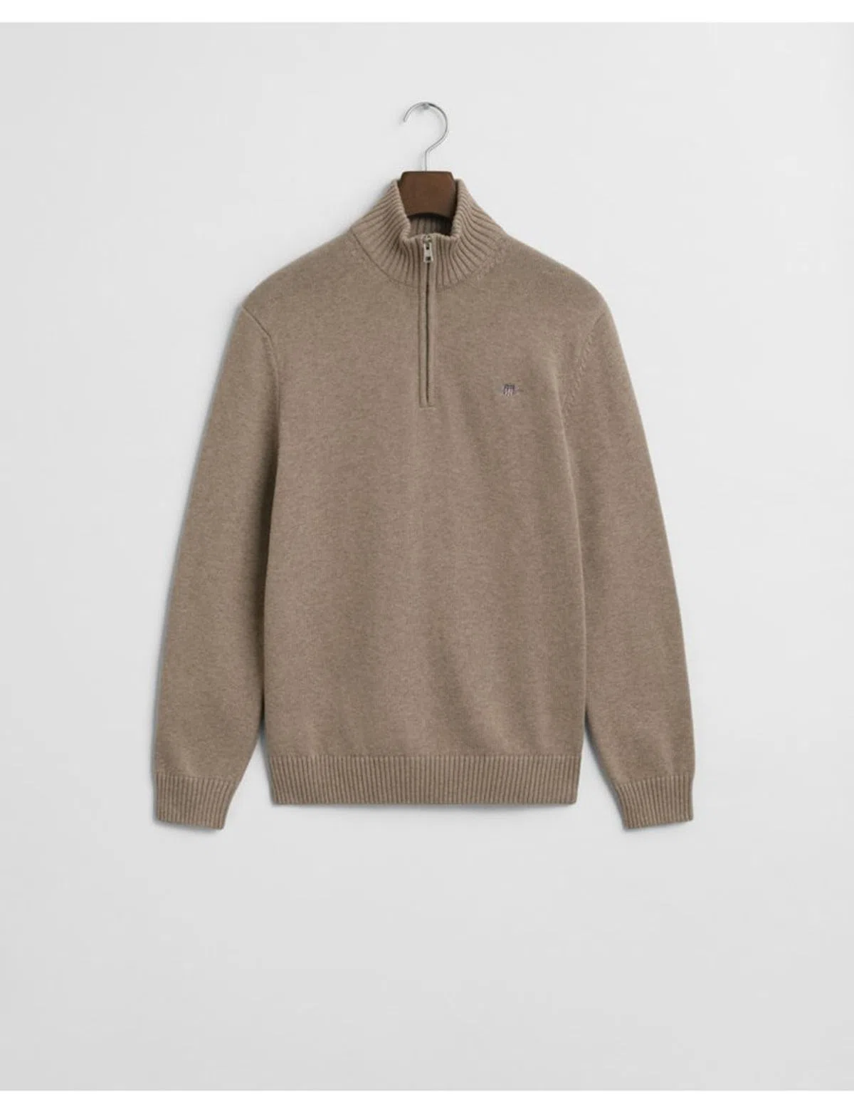 Pull en maille avec demi-fermeture Éclair Beige