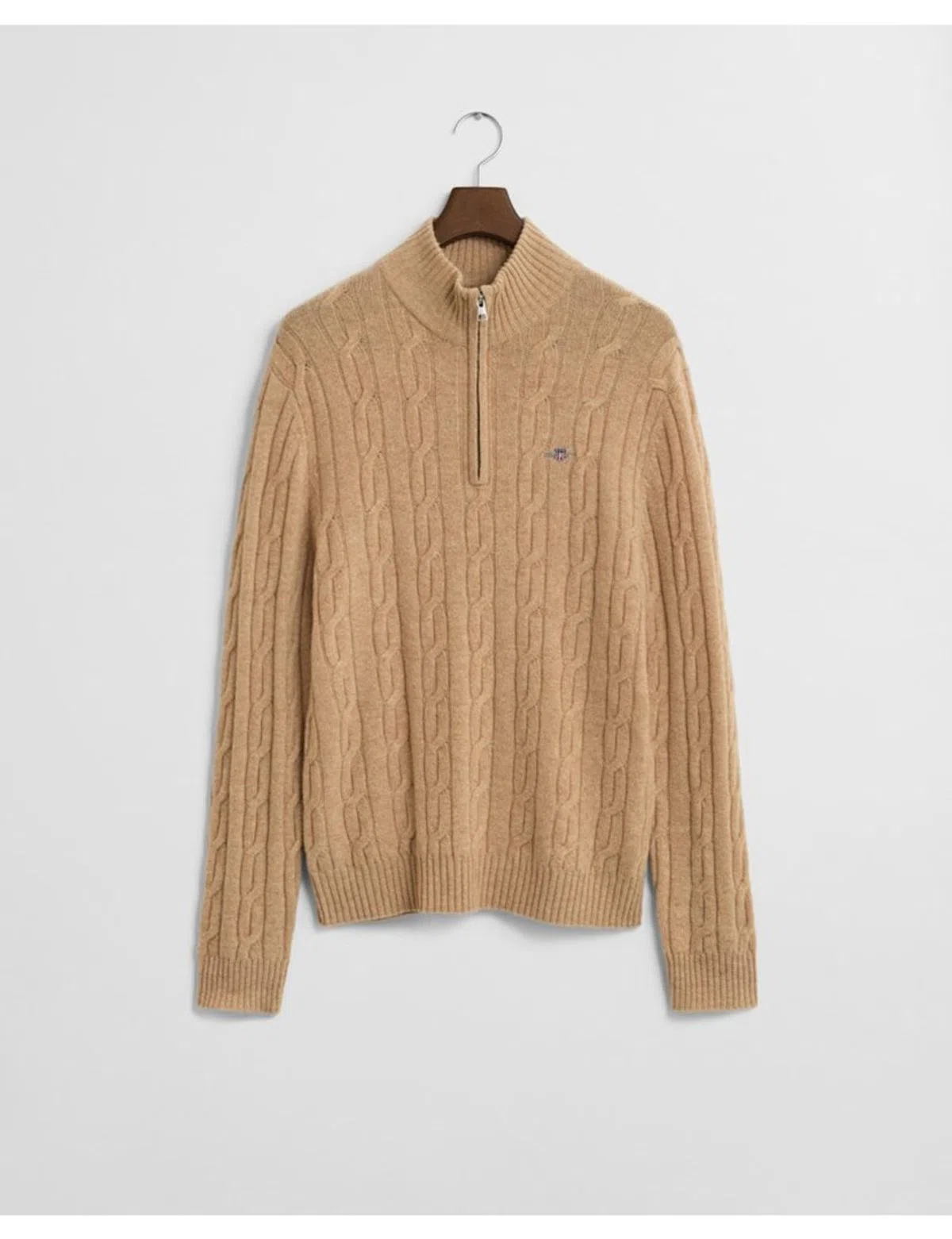 Pull en Laine Beige à Demi Fermeture Éclair