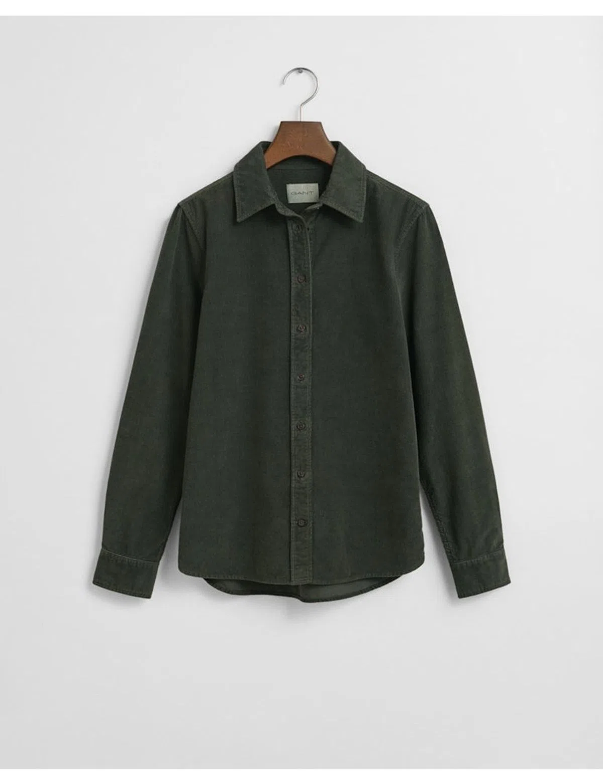Camisa Regular Fit de Terciopelo Verde