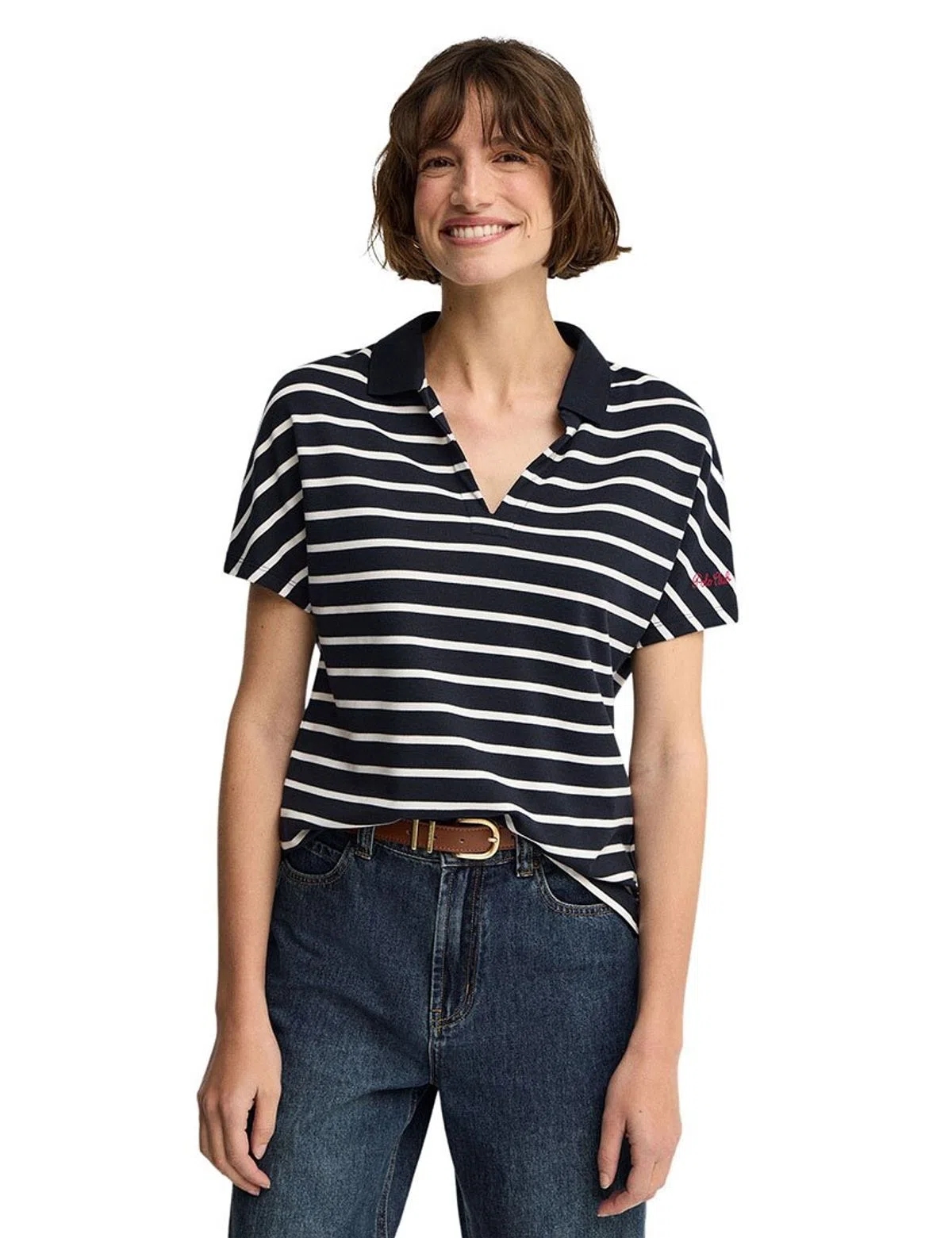 Striped Regular Fit Polo Blue-White