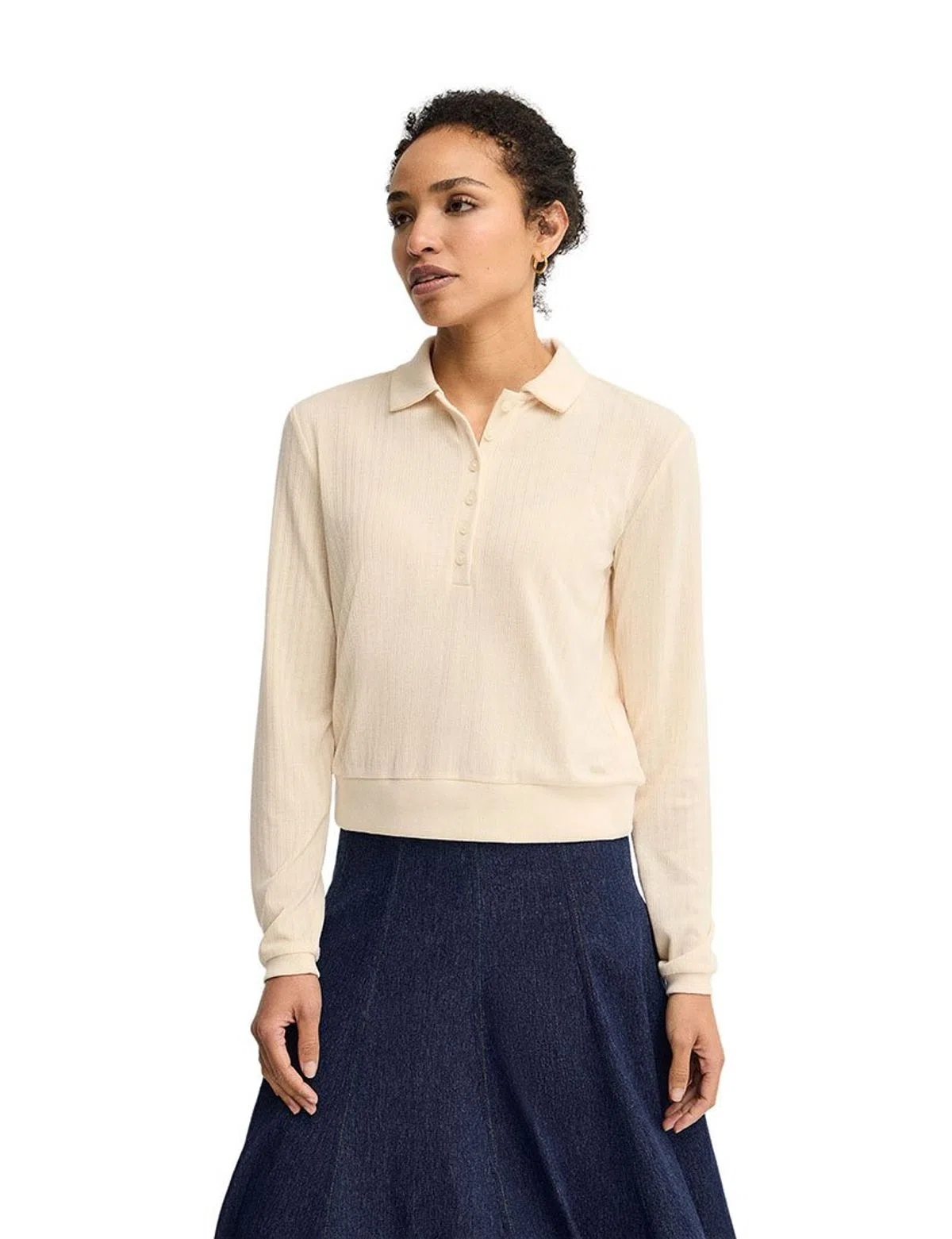 Regular Fit Long Sleeve Polo White