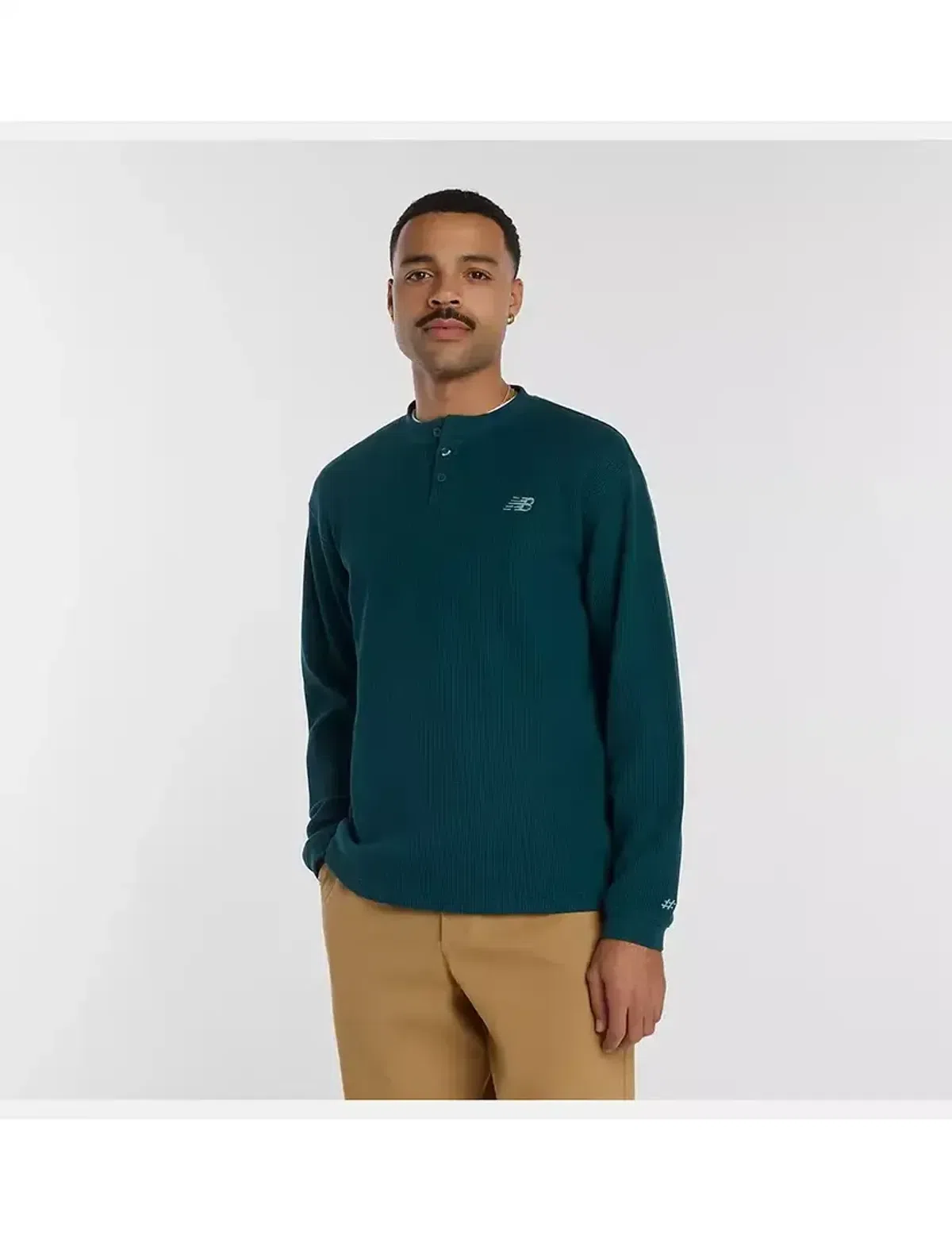 Camisola Numeric Waffle Knit Henley Medusa Green