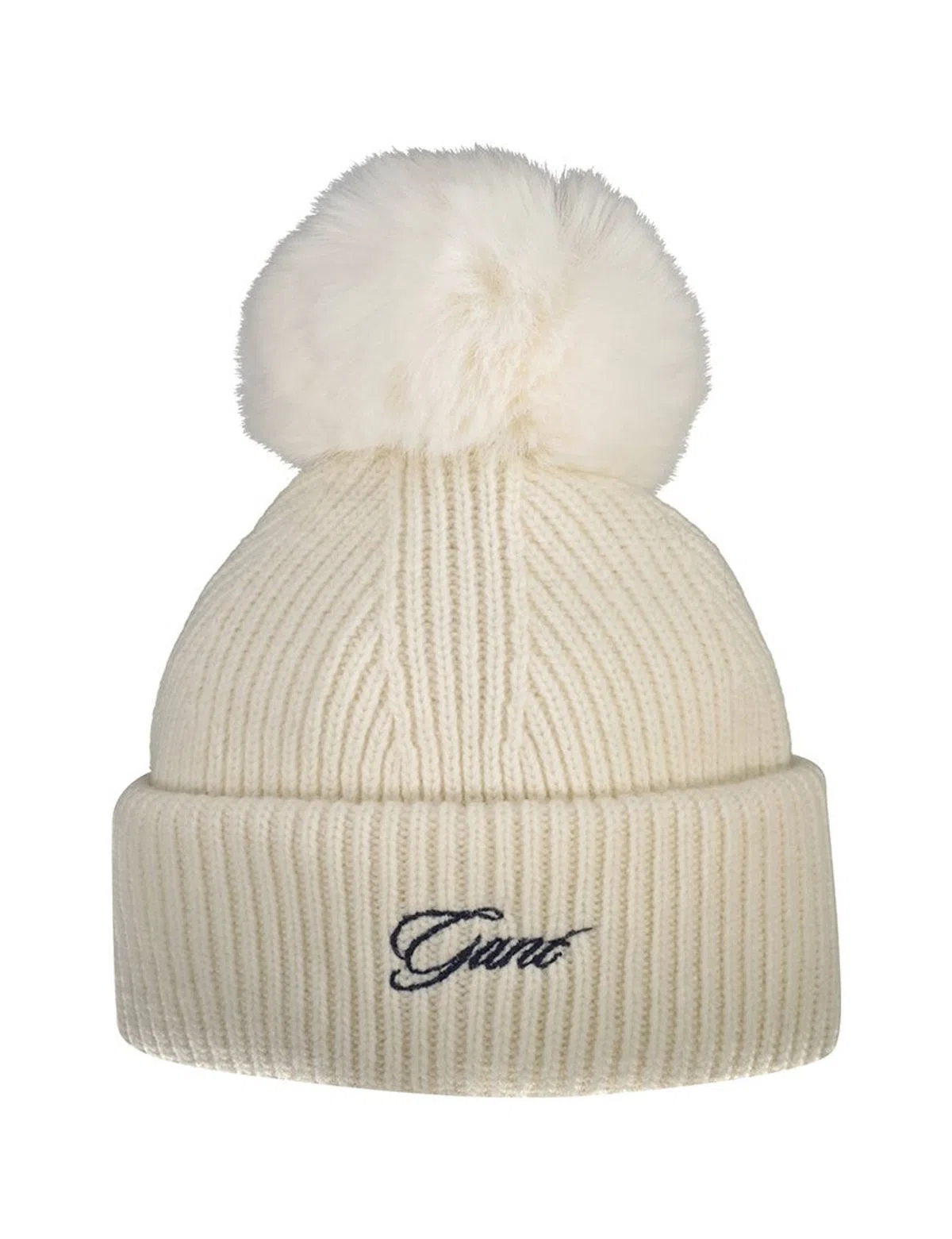 Beige Pom Pom Hat