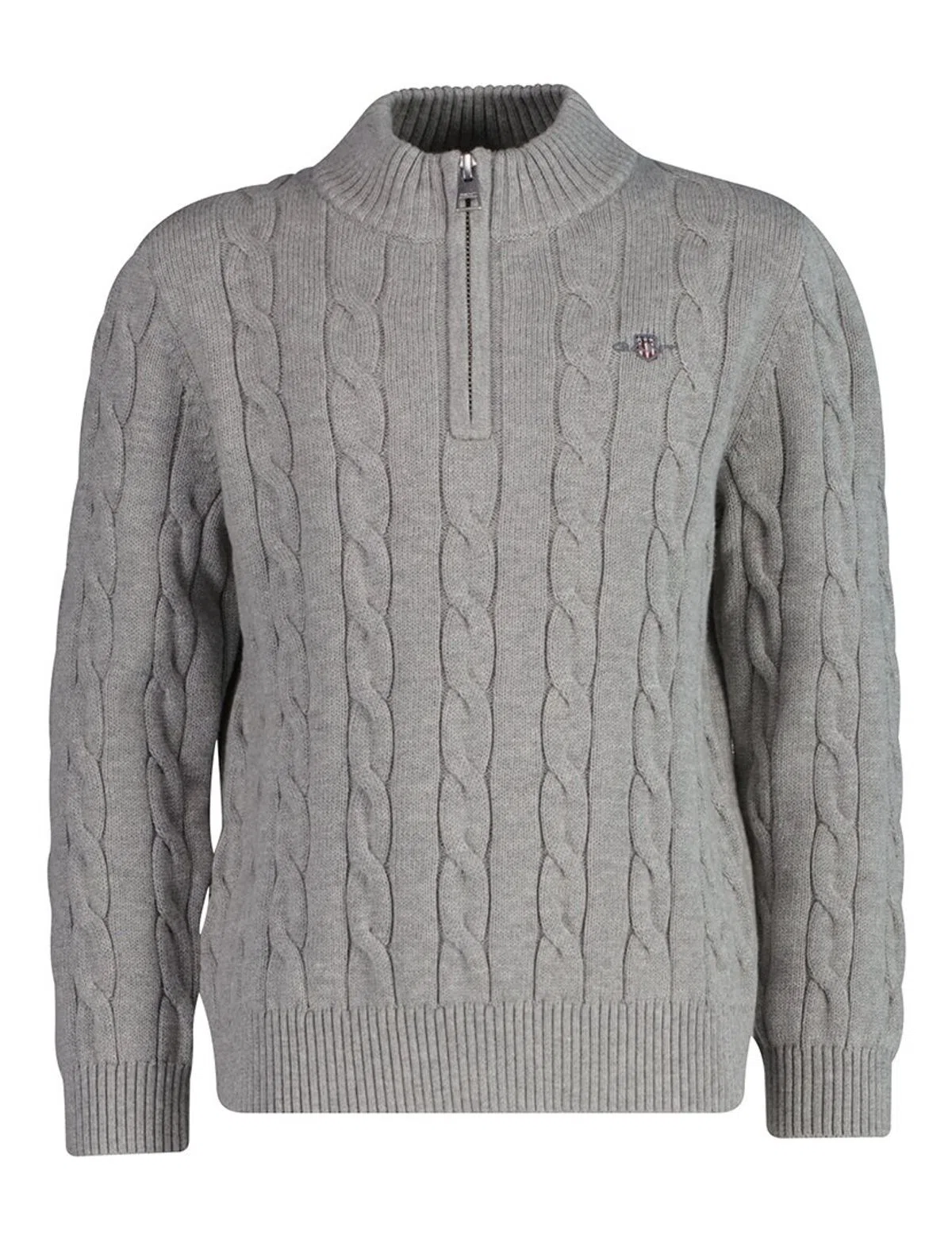 Grey Half-Zip Knit Sweater