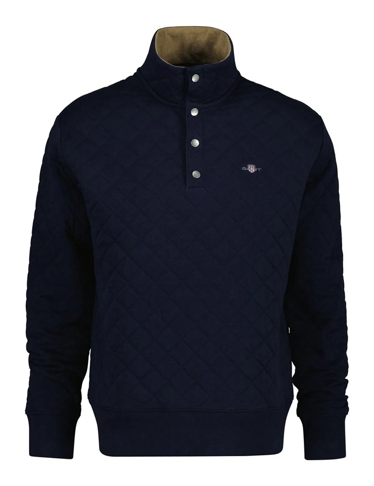 Quilted sweatshirt with corduroy collar Blue