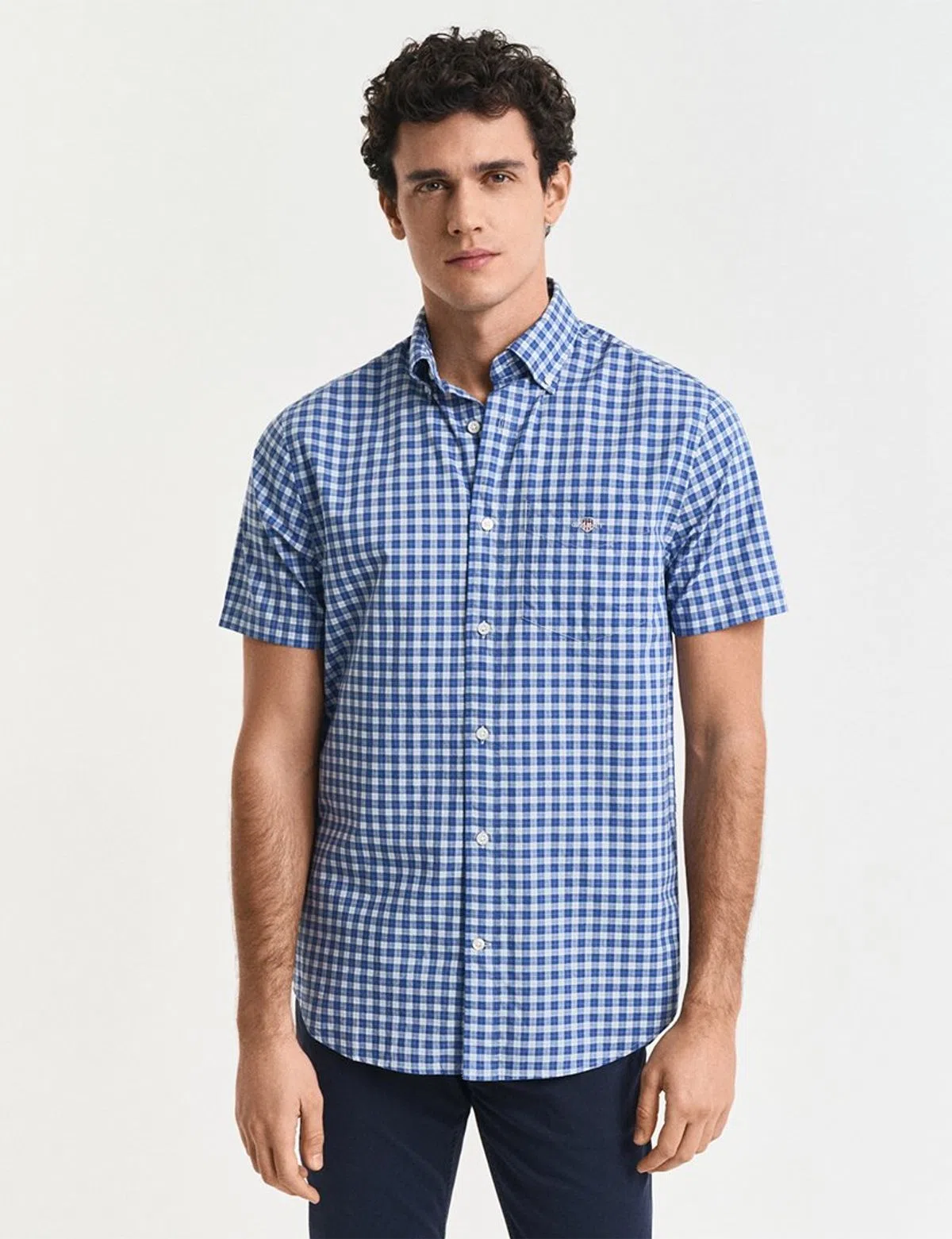 Camisa Reg Classic Poplin Check Azul