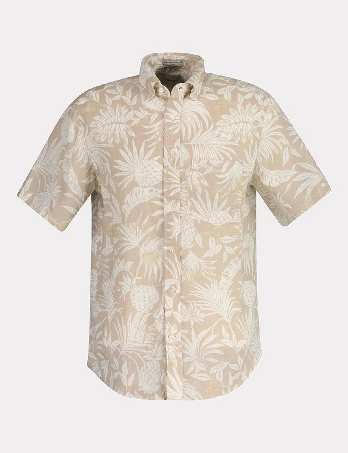 Reg Botanical Linen Print Beige Shirt