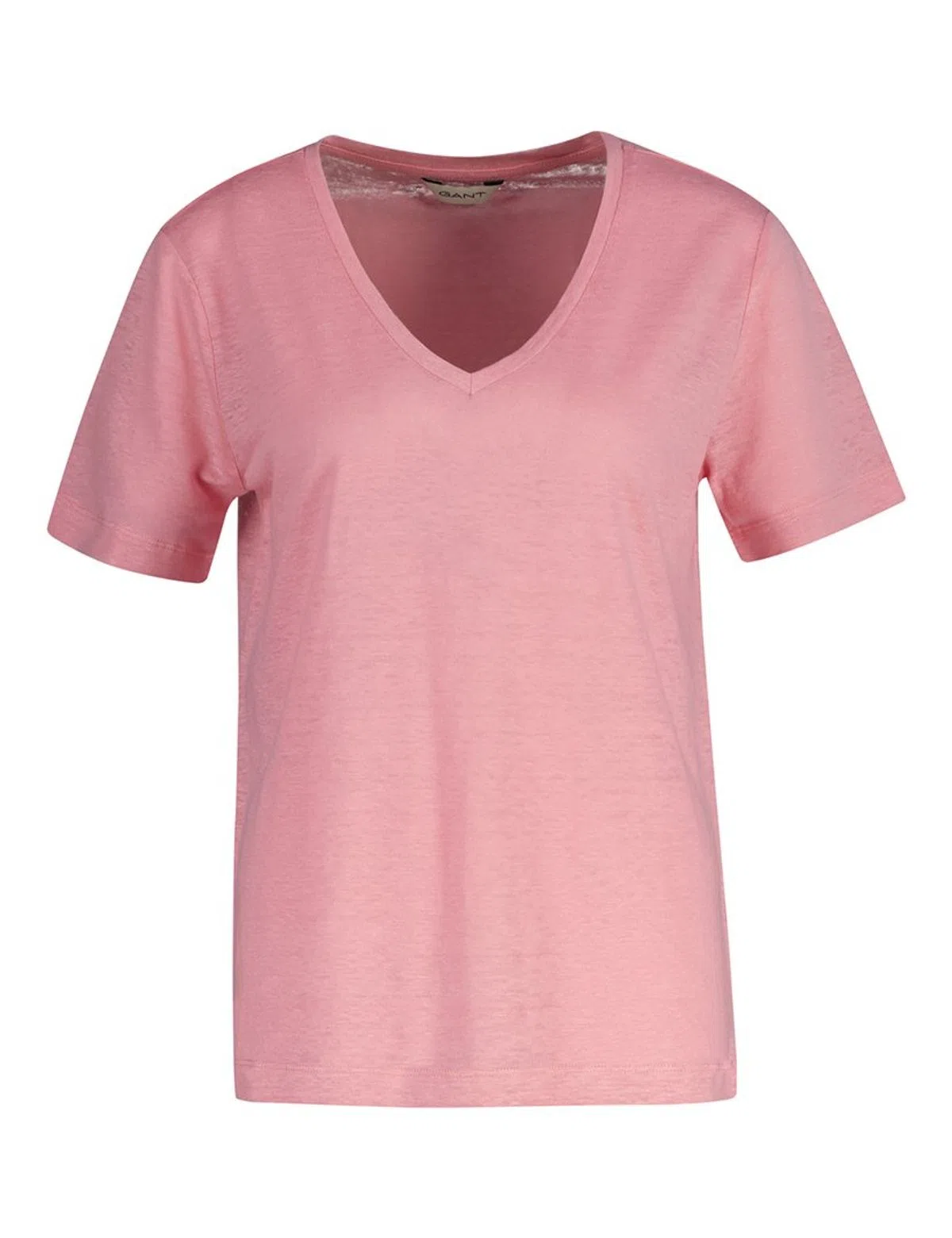 T-Shirt Reg Linen V-Neck Rosa