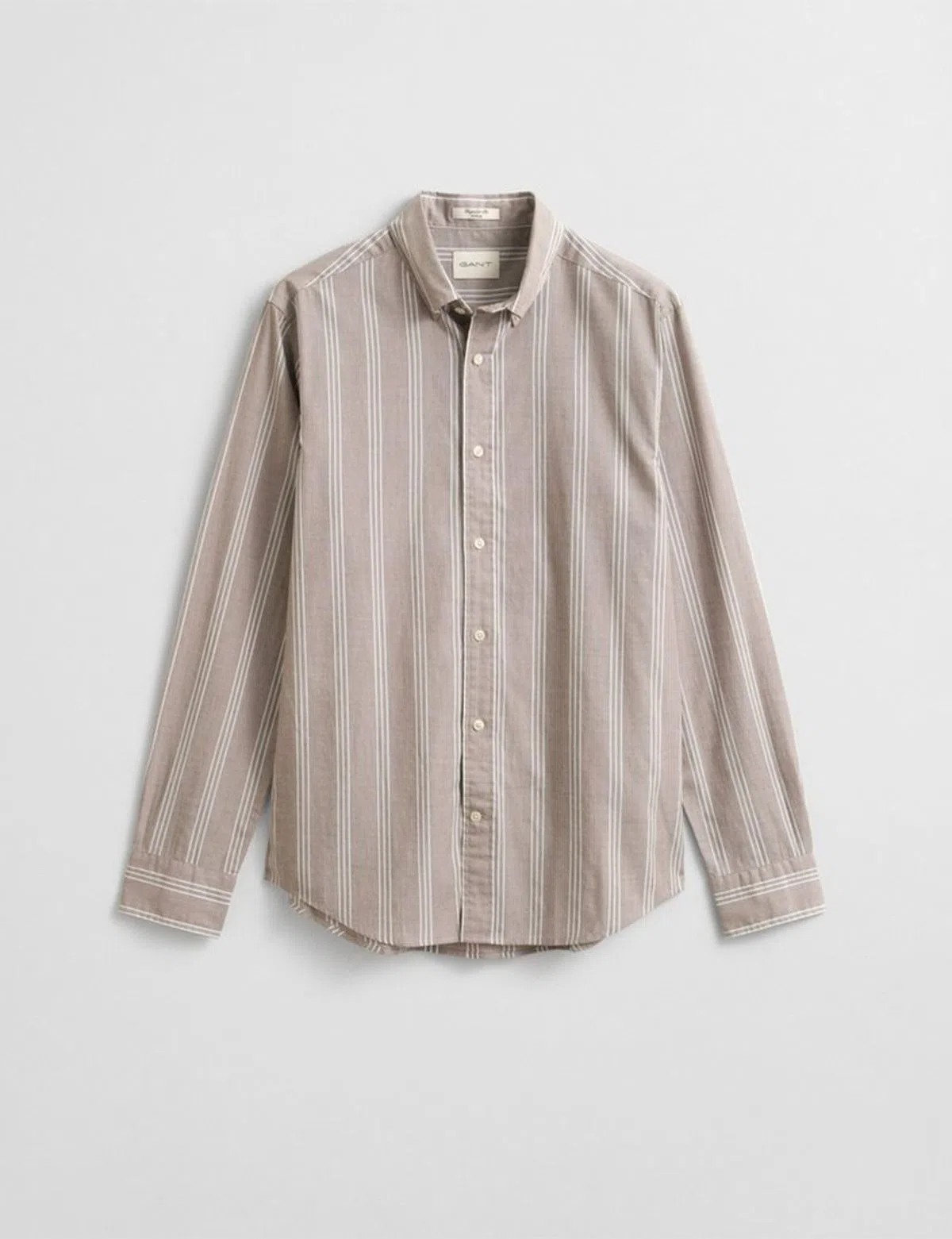 Camisa às riscas Regular Fil A Fil Castanho