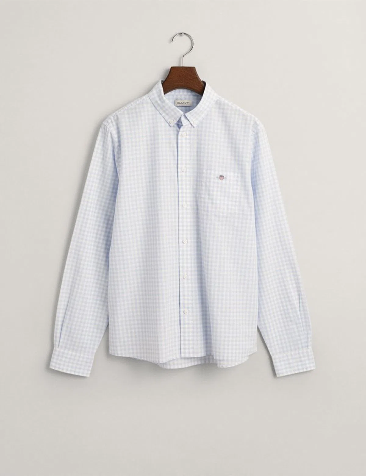Gingham Shield Poplin Shirt Blue