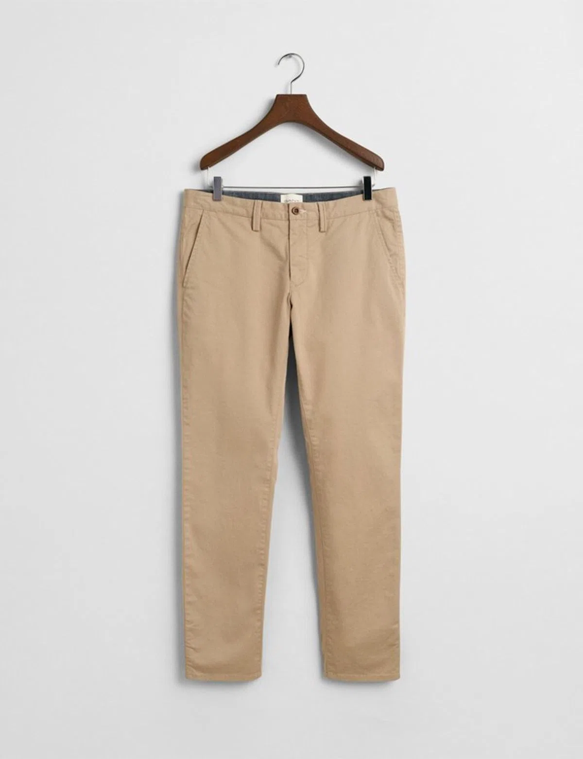 Beige Slim Twill Trousers