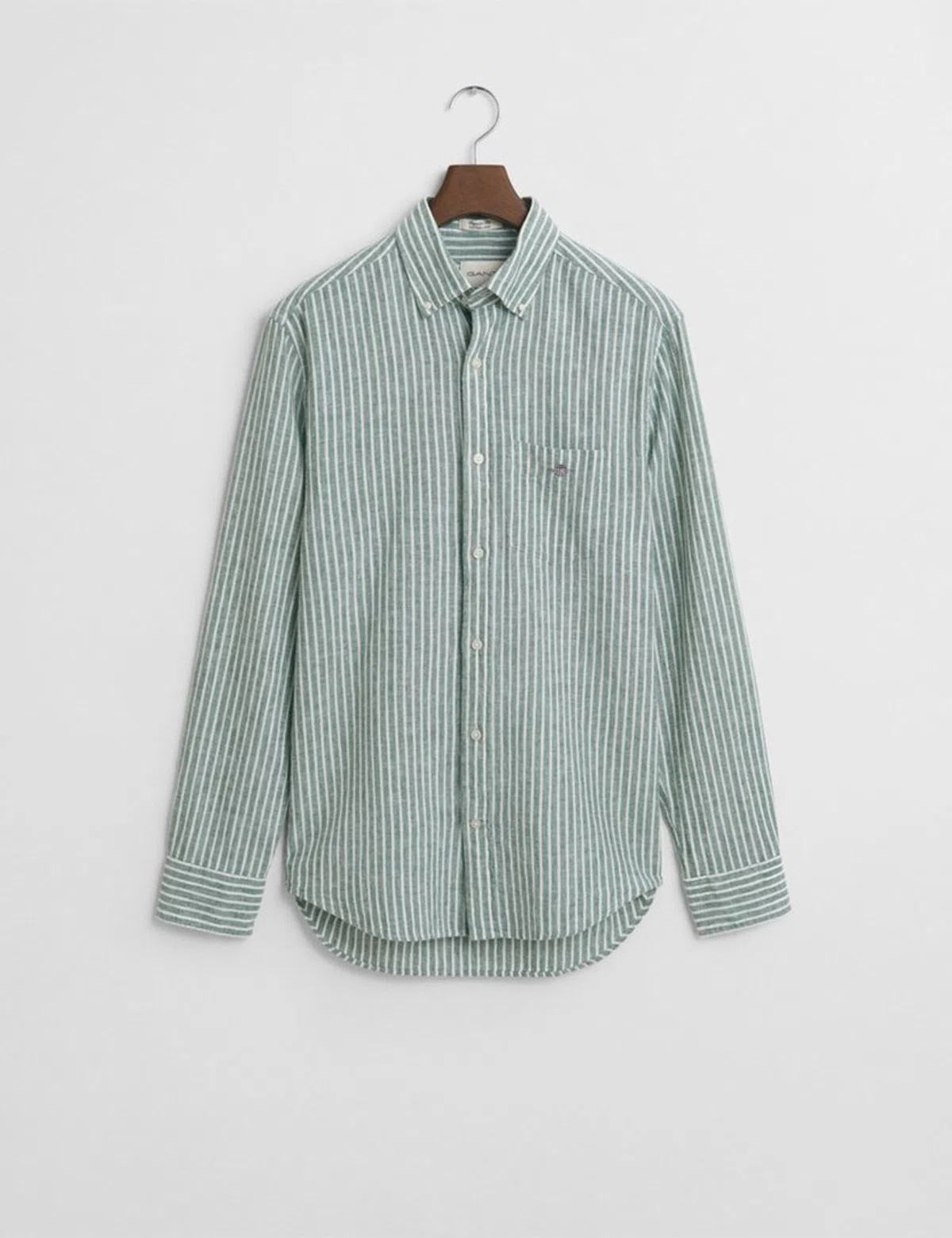 Green Stripe Cotton Linen Shirt