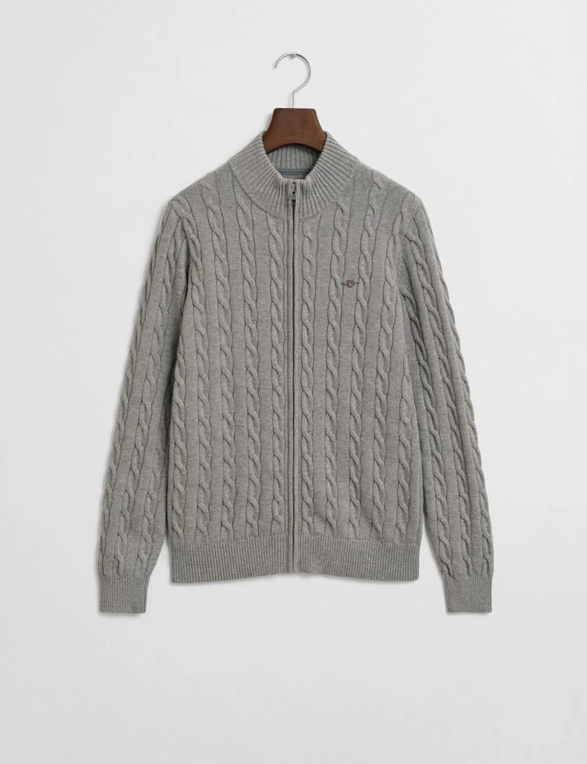 Cardigan de malha com fecho Cinzento