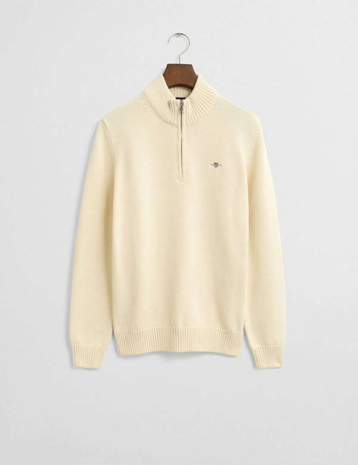 Sweatshirt com meio fecho Bege