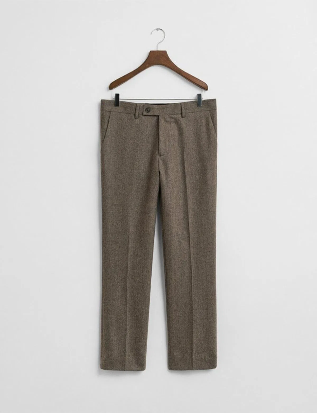 Pantalons de costume en flanelle Herringbone Marron