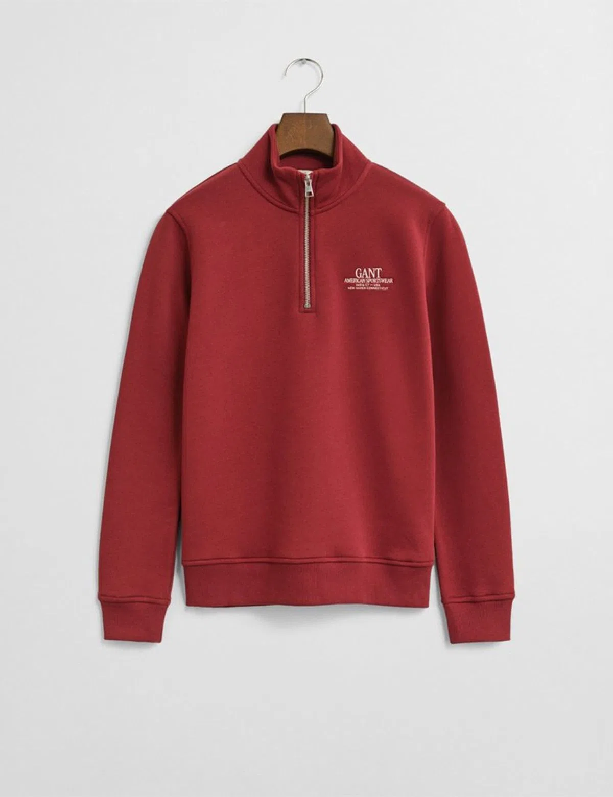 Sweatshirt Rouge à Demi-Fermeture Éclair