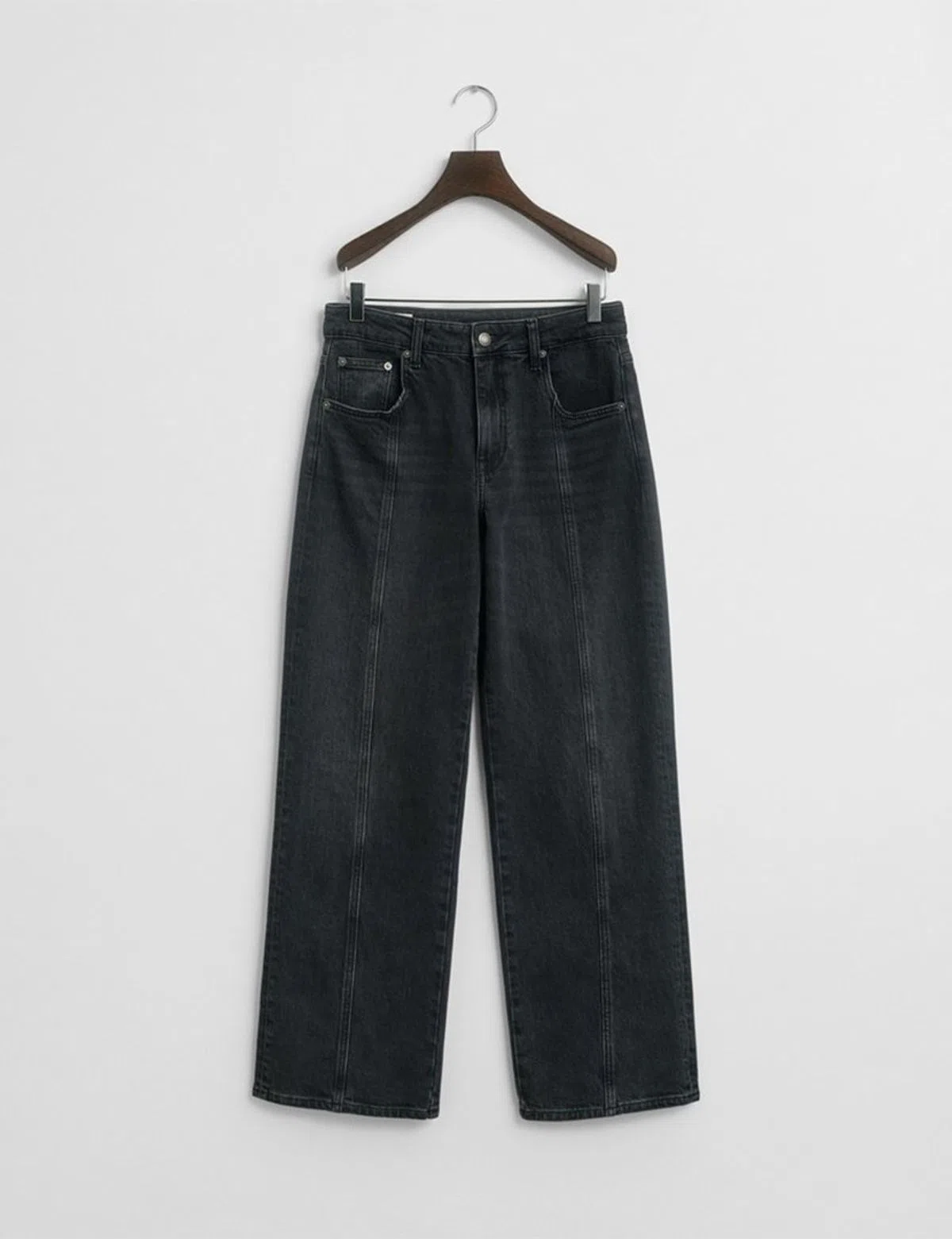 Relaxed Stretch Seam Black Denim