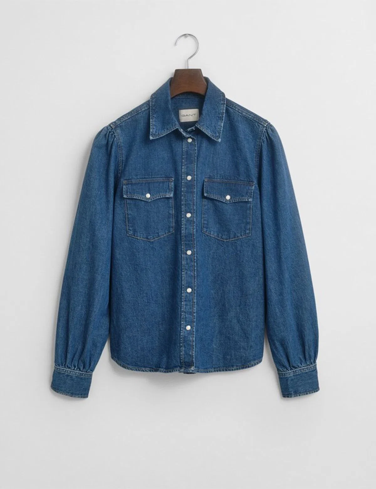 Camisa de ganga Reg Puff Sleeve Multicor