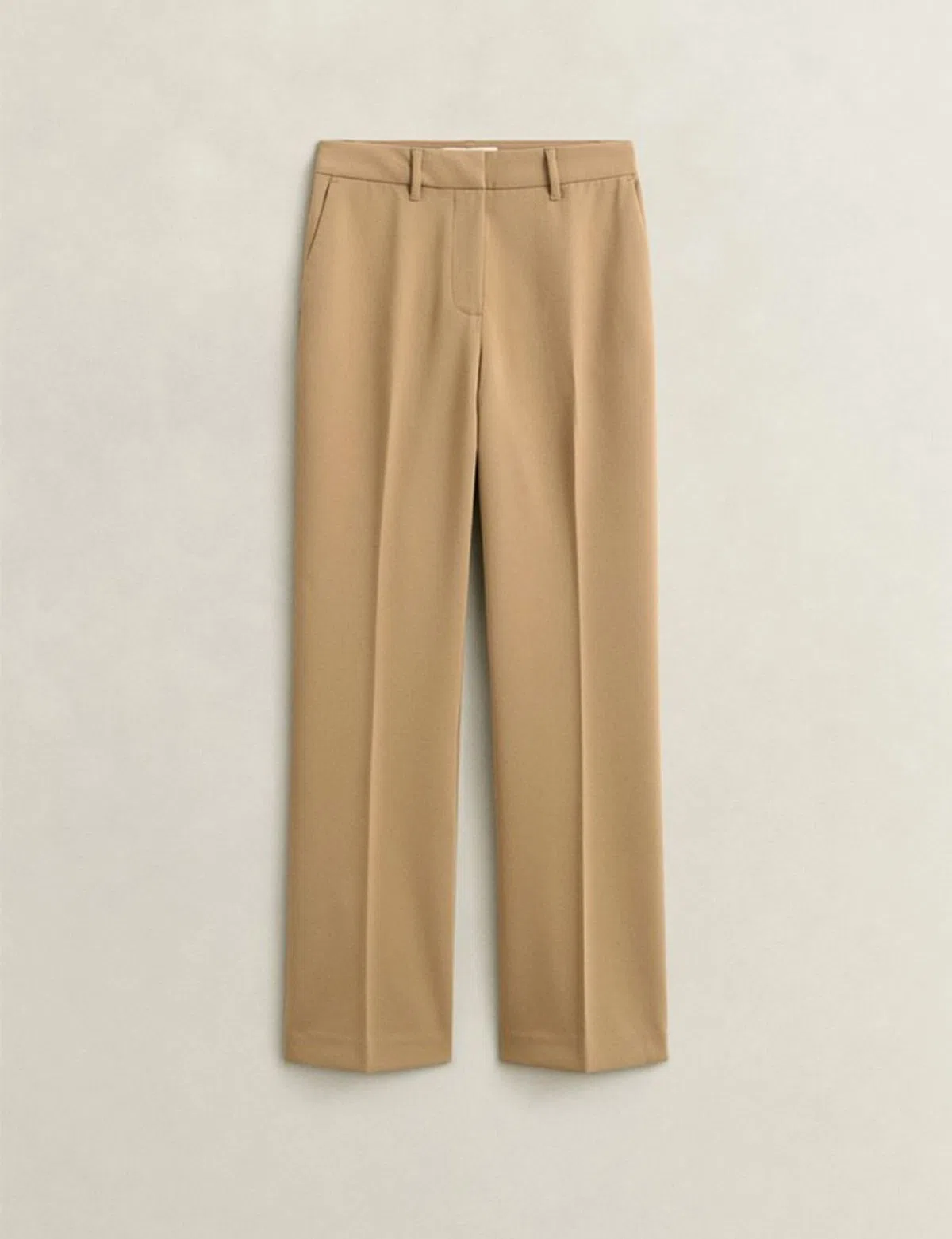 Beige Slim Flared Slacks