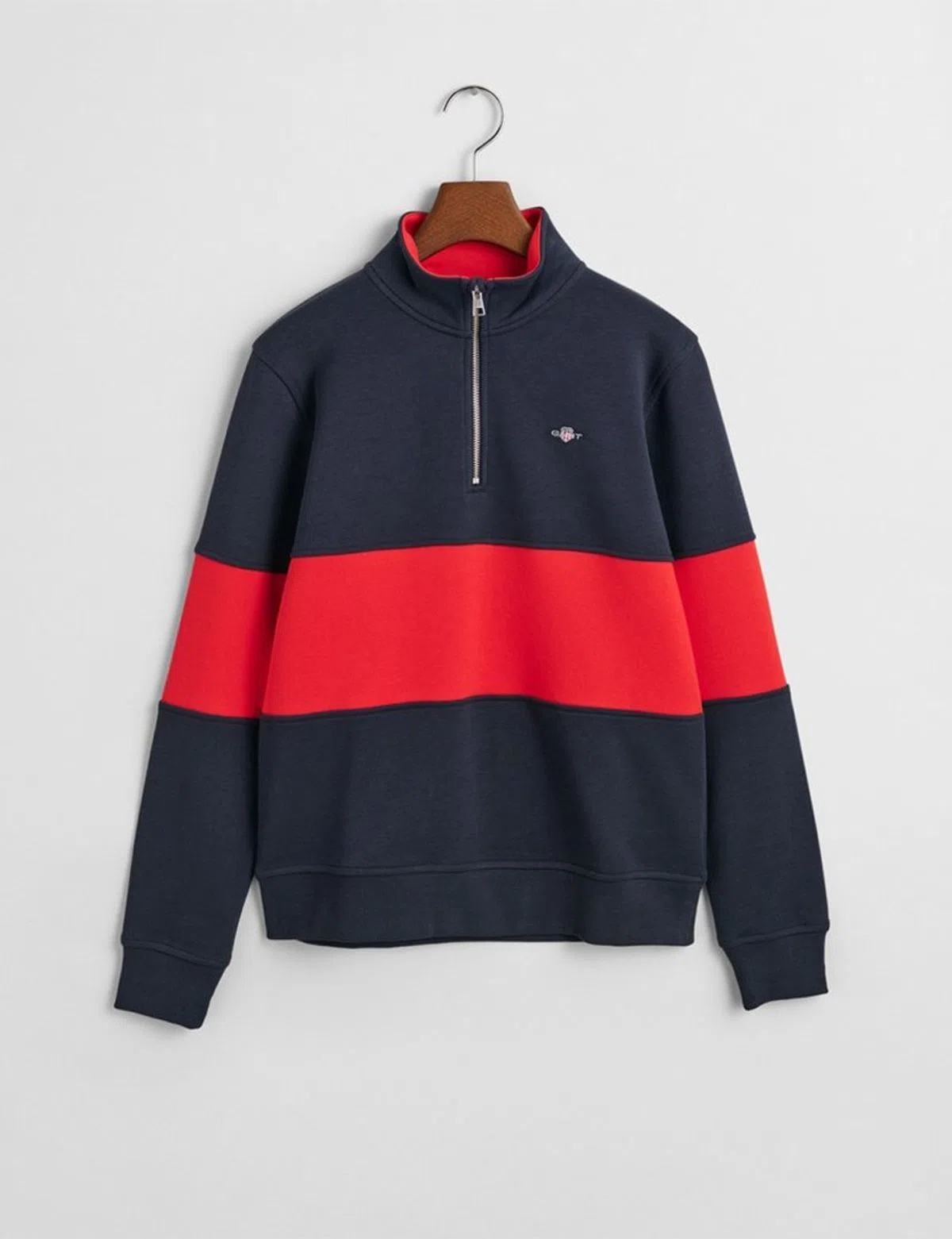 Color Blocked Shield Blue Half-Zip Sweatshirt