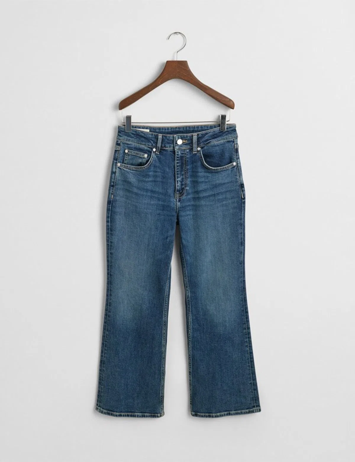 Cropped Kick Flare Jeans Blue