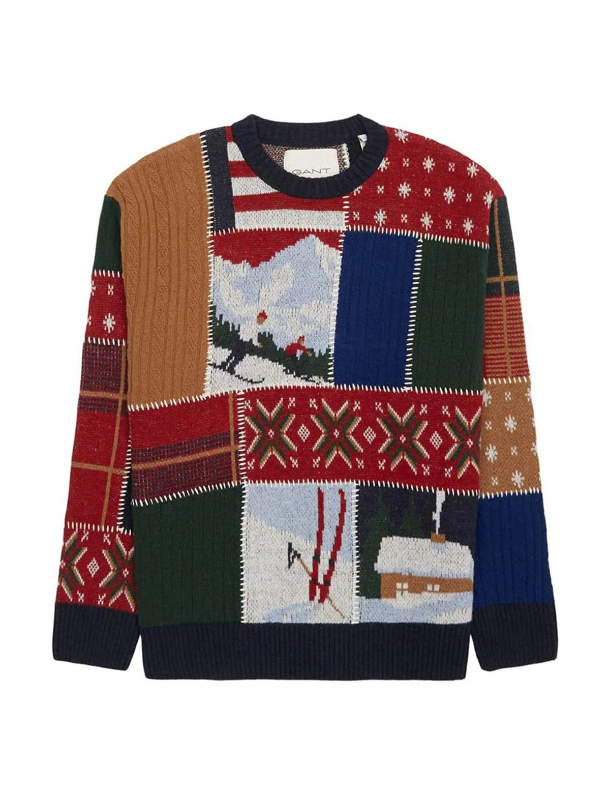 Blue Patchworked Knit Sweater