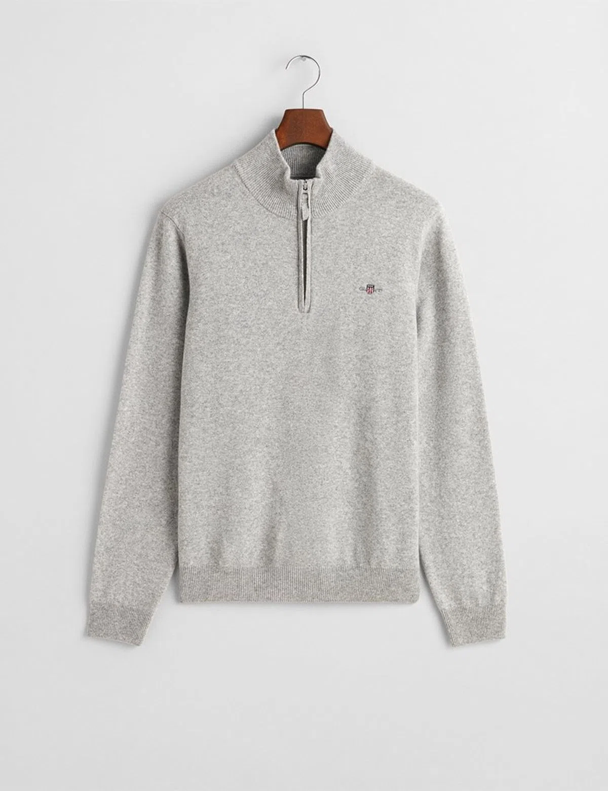 Pull en laine fine à demi fermeture gris